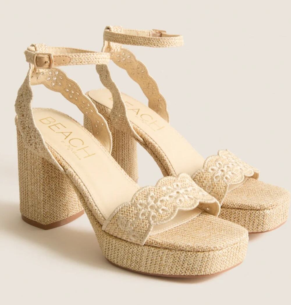 Matisse Maiden Sandals 8 NWT Tan Raffia Eyelet Resort Boho Platform Tuckernuck